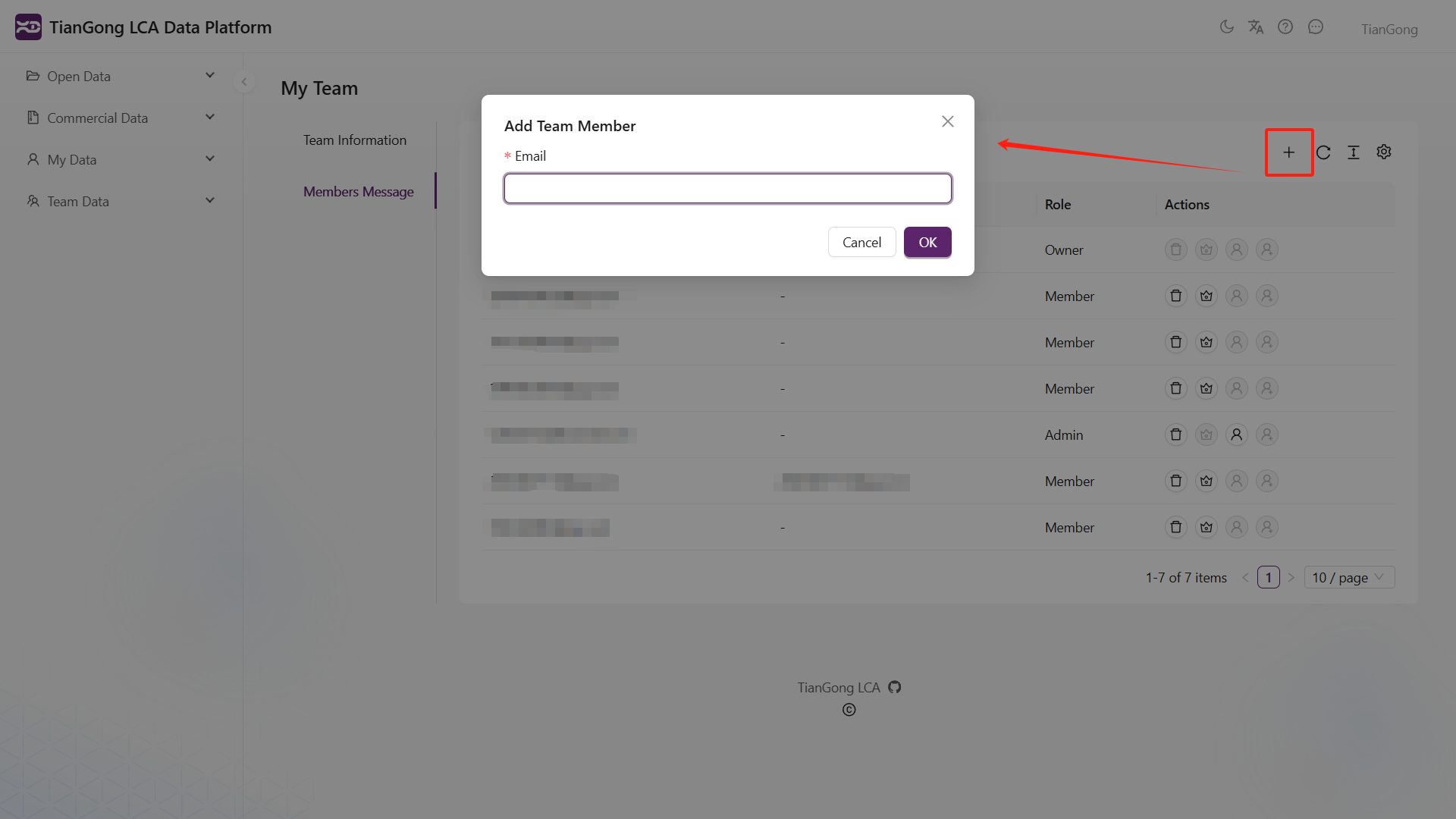 Détail de l'e-mail d'invitation